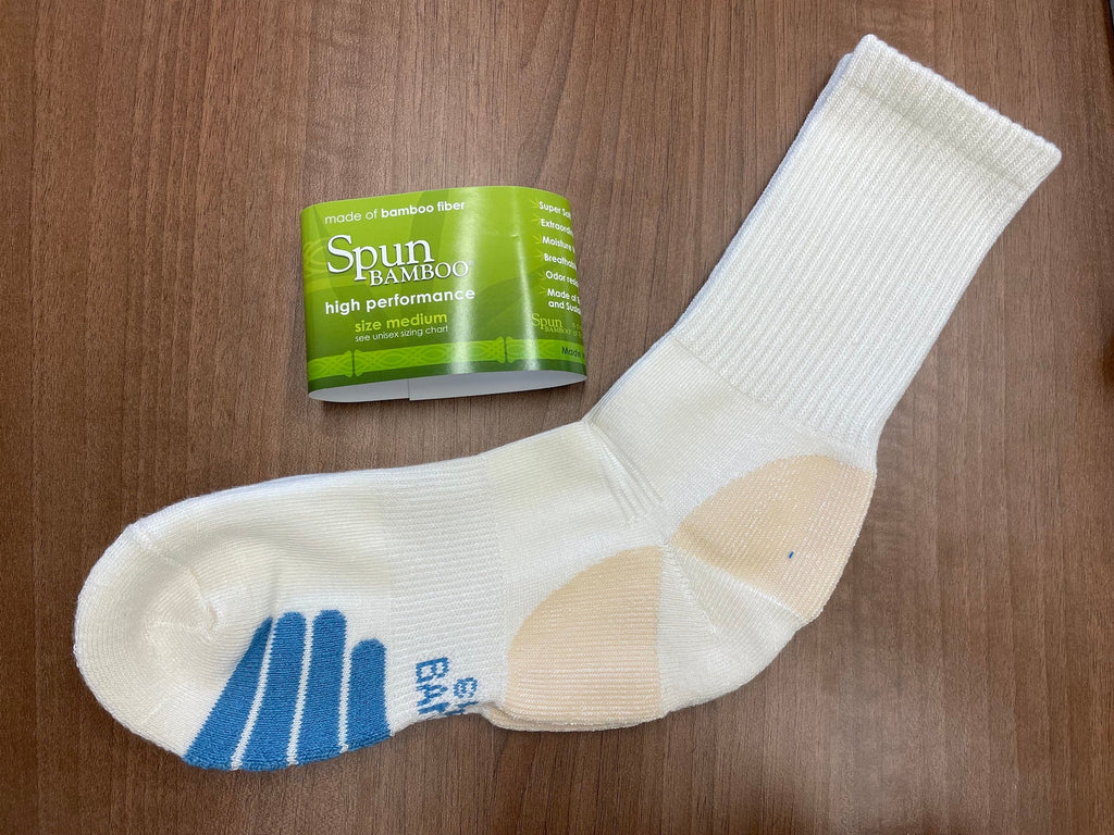 Spun Bamboo High Performance Crew Bamboo Viscose Socks Unisex White Color - 5-pack — detail close-up