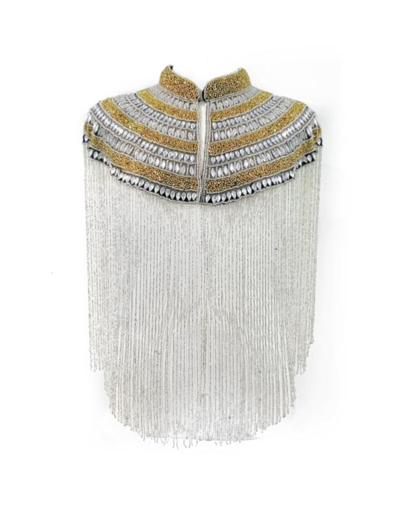 L'Jai Amor Metallic Horizon Cape — lifestyle context