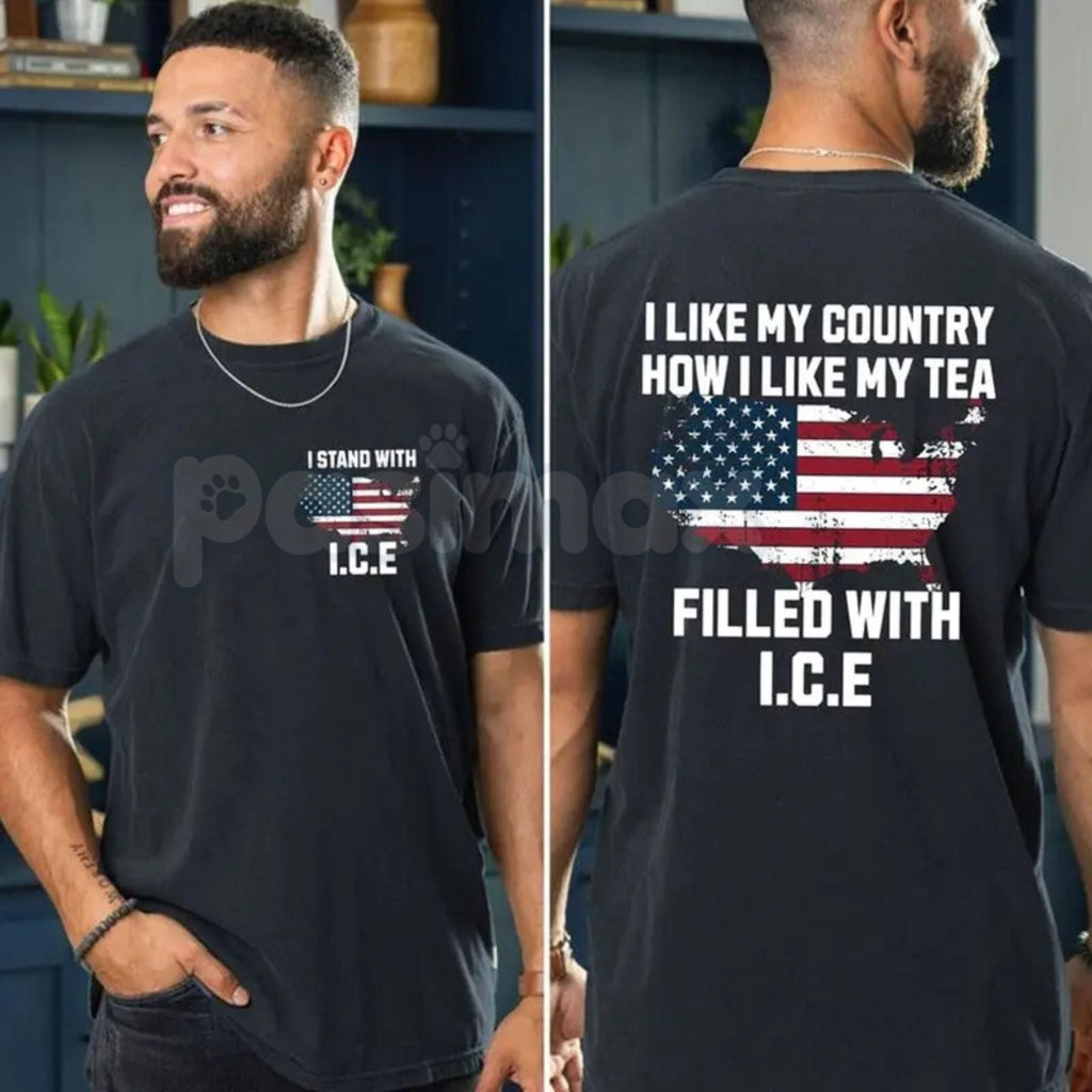 Pasimax "I Like My Country Filled With ICE" T-Shirt - Pro-Border Security Patriotic Tee, Support Law Enforcement Graphic Shir