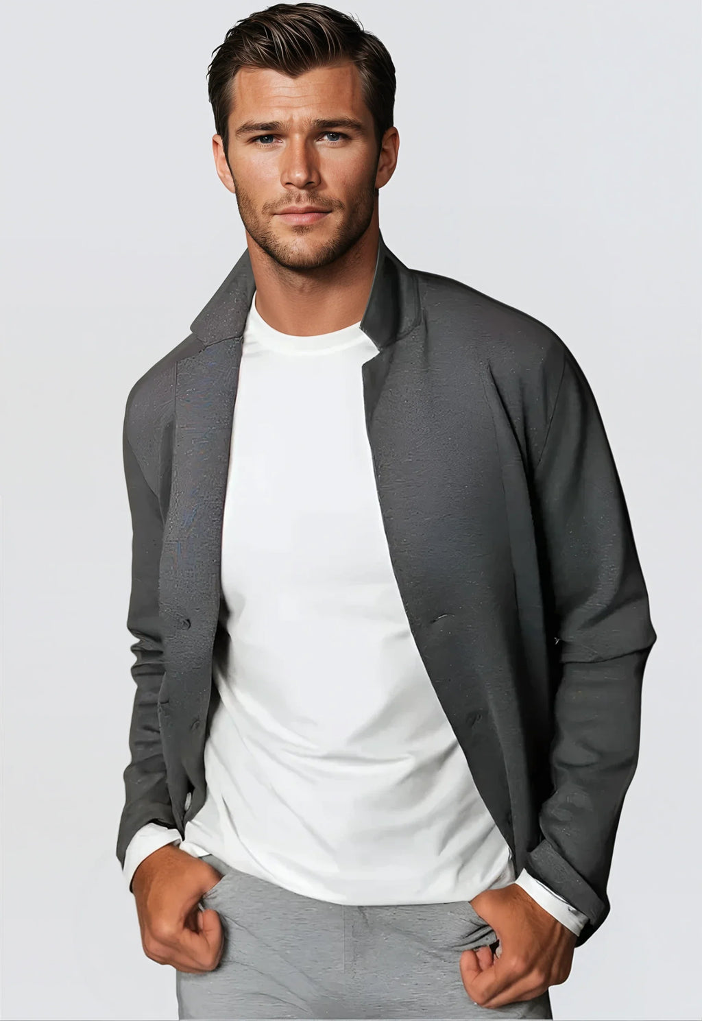 Buki In-Flight Stretch Blazer - Charcoal Gray — main product shot