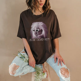 "Is He Dead?" Vintage T-Shirt - Funny Morbid Humor Tee, Women's Casual Streetwear Top