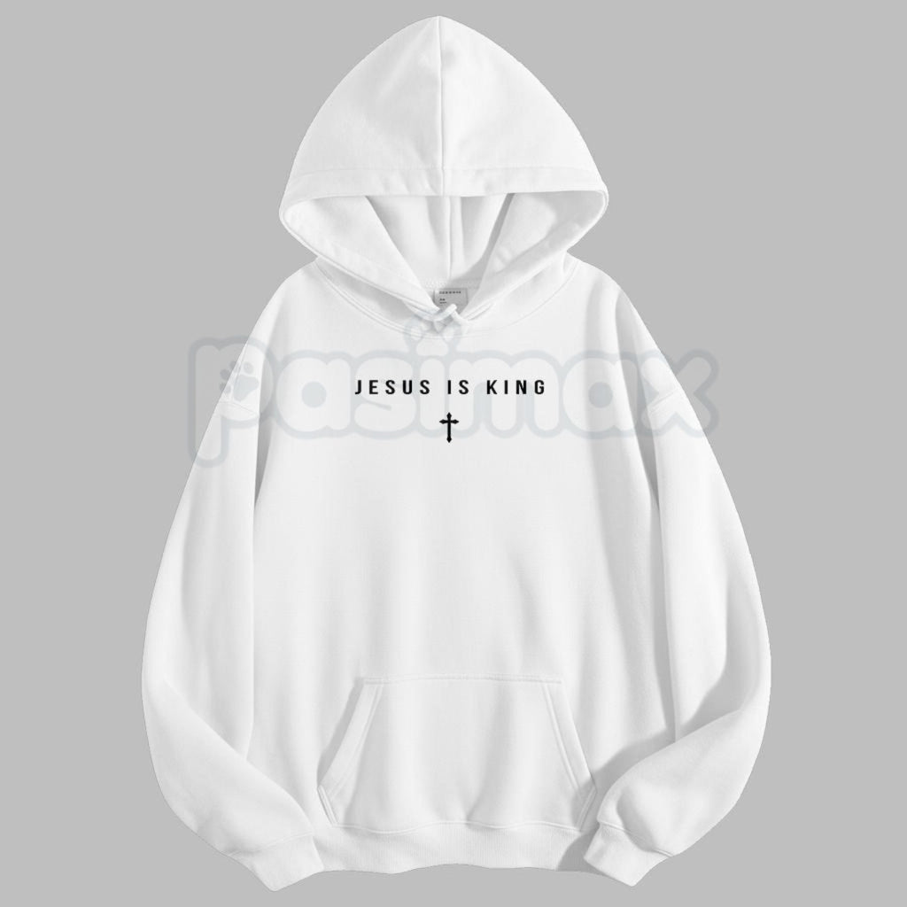 Pasimax Jesus Is King Cross Graphic Hoodie – Faith-Based Christian Apparel, Religious Statement Pullover, Unisex — main produ