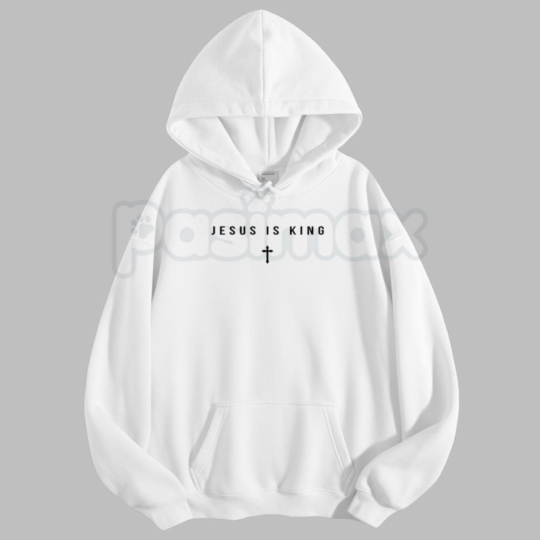 Pasimax Jesus Is King Cross Graphic Hoodie – Faith-Based Christian Apparel, Religious Statement Pullover, Unisex — main produ