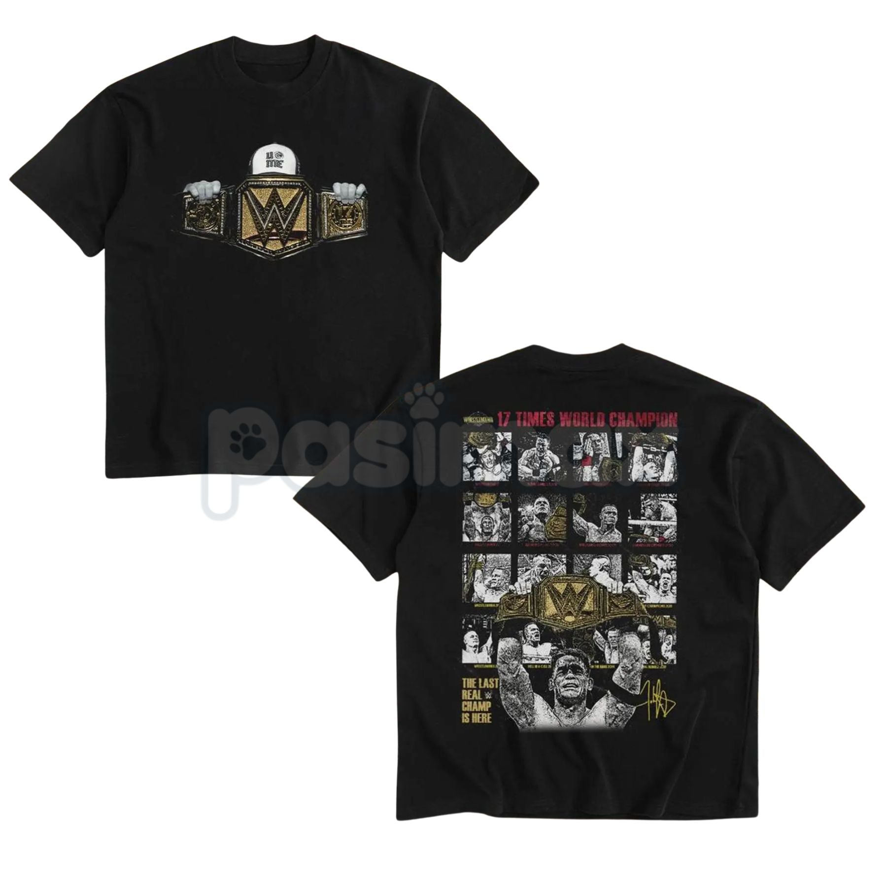 Pasimax John Cena 17x Champion T-Shirt - WWE Superstar Legacy Tee, Wrestling Collector's Apparel, Never Give Up Statement Top