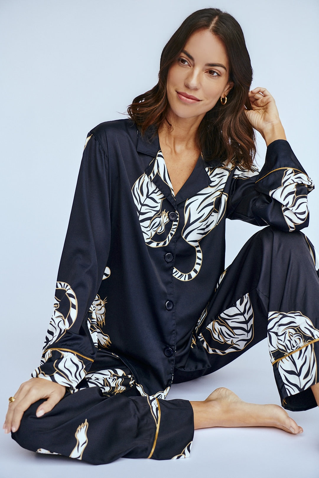 Simoné Sleepwear USA Washable Silk Pajama Set - Kenya — back view