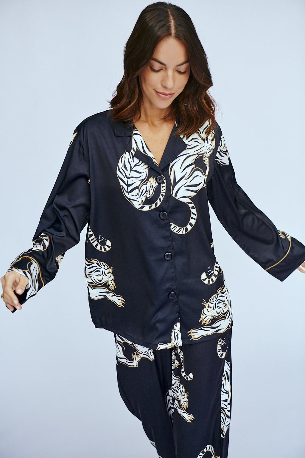 Simoné Sleepwear USA Washable Silk Pajama Set - Kenya — main product shot