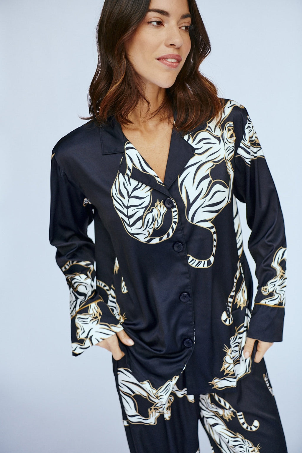 Simoné Sleepwear USA Washable Silk Pajama Set - Kenya — alternative angle