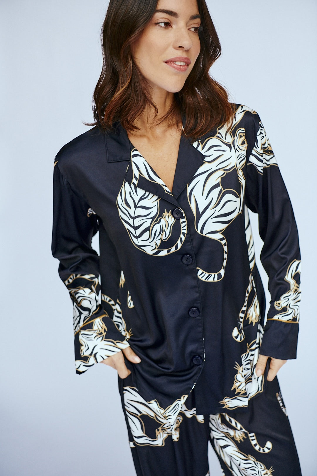 Simoné Sleepwear USA Washable Silk Pajama Set - Kenya — alternative angle
