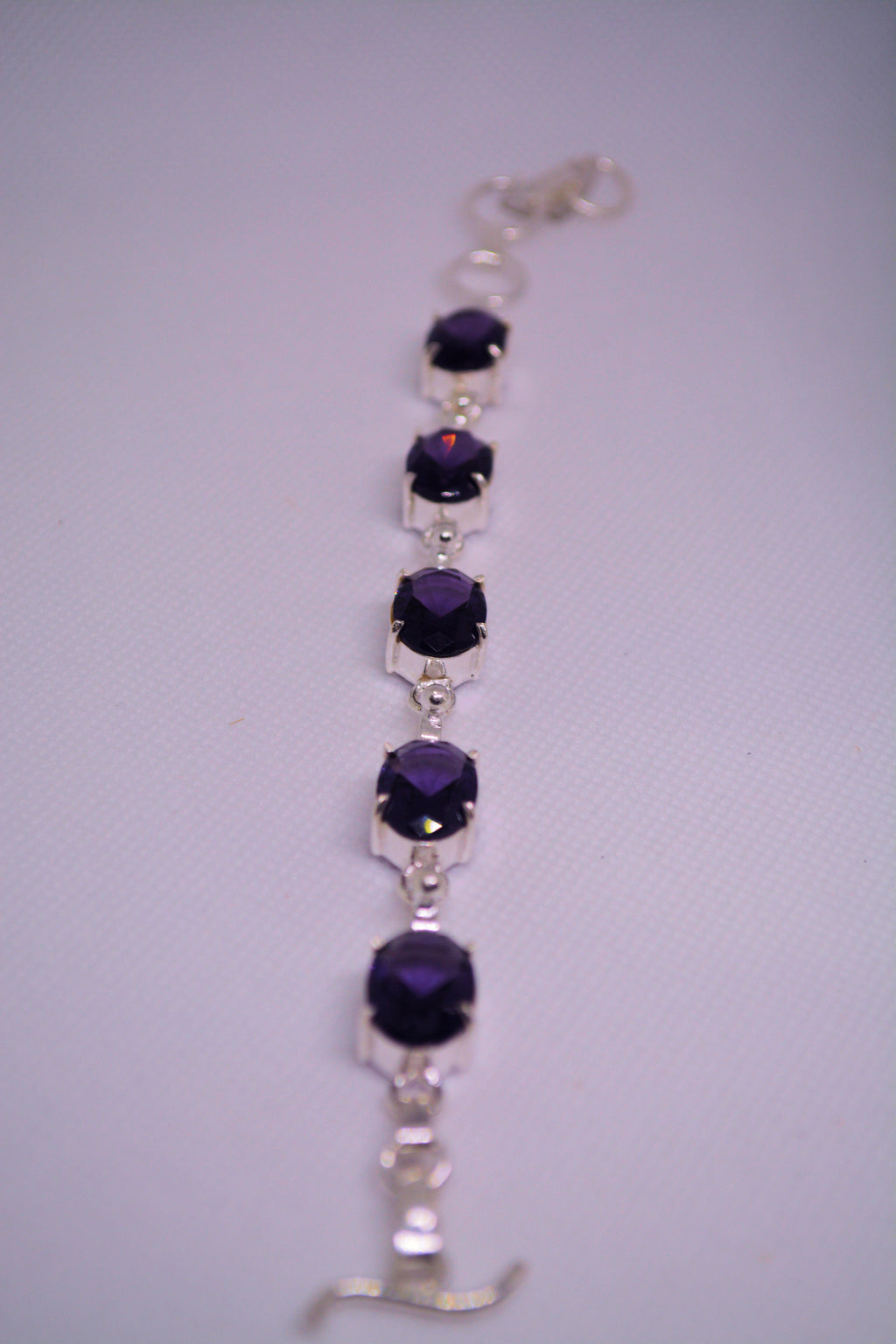 Just Neat Stuff Amethyst and Sterling Silver Bracelet — detail close-up