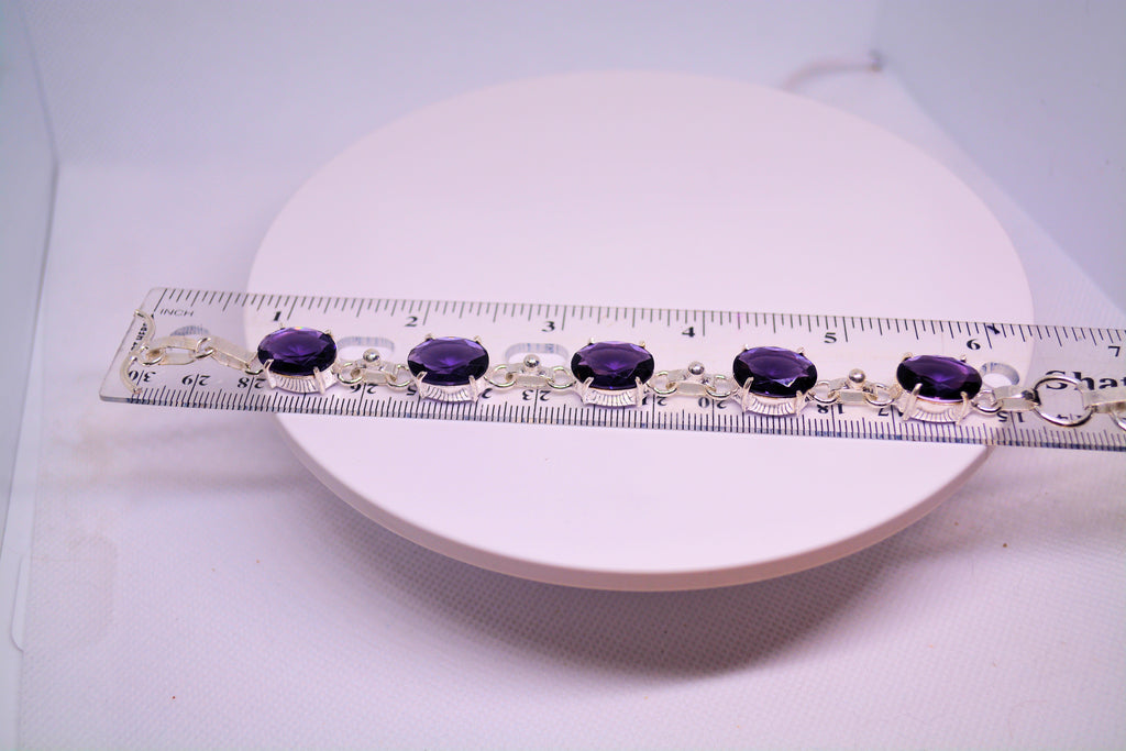 Just Neat Stuff Amethyst and Sterling Silver Bracelet — side view
