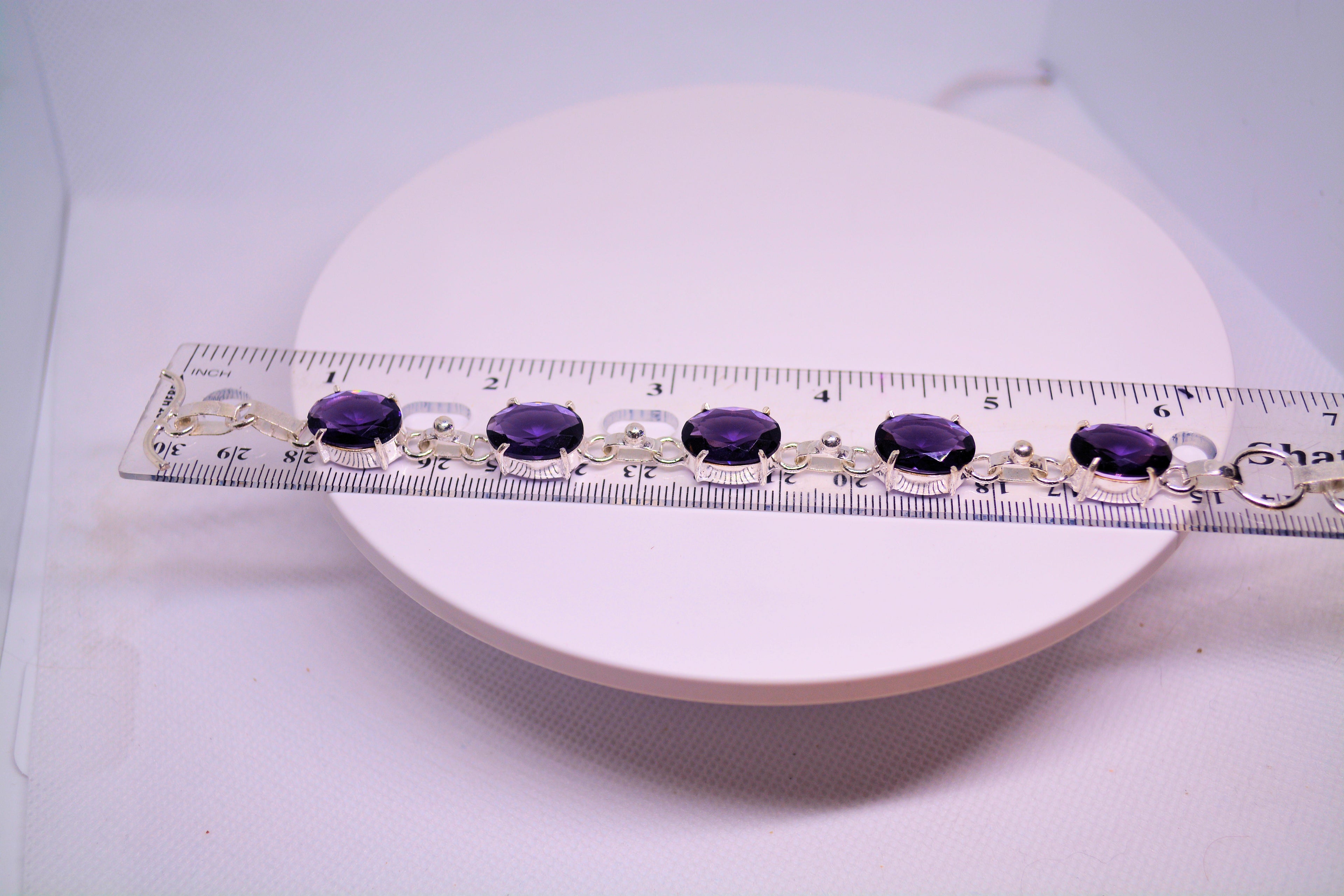 Just Neat Stuff Amethyst and Sterling Silver Bracelet — side view