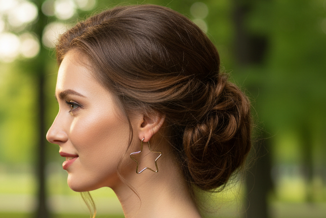 Just Neat Stuff Golden Star Earrings — detail close-up
