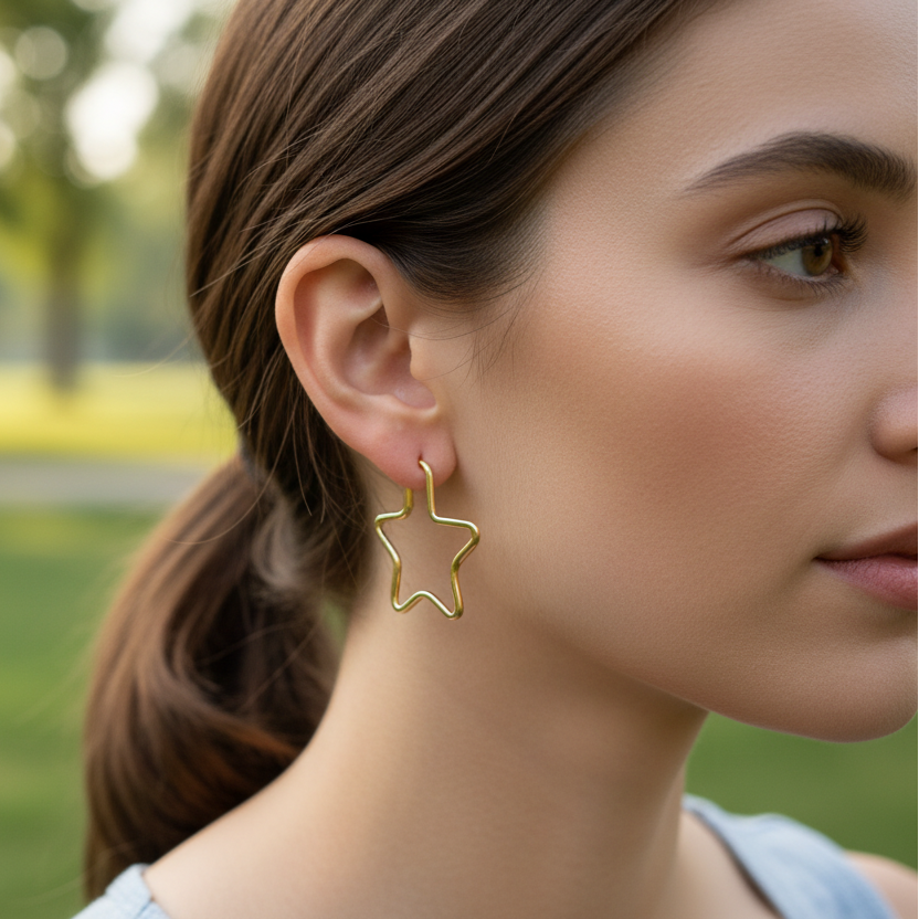 Just Neat Stuff Golden Star Earrings — main product shot