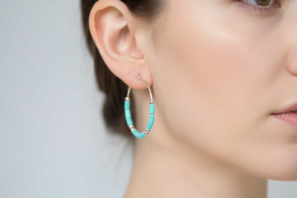Just Neat Stuff Turquoise hoop earrings — main product shot