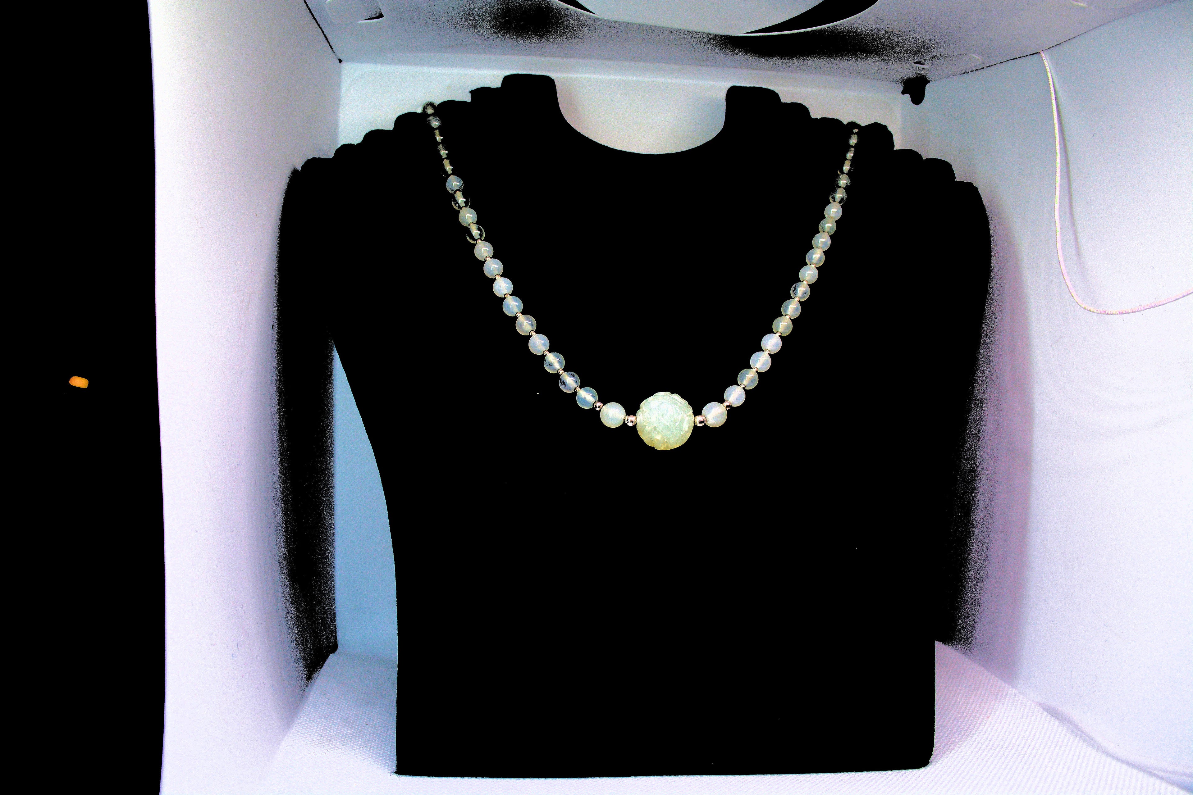 Just Neat Stuff White Moonstone Beaded Necklace — side view