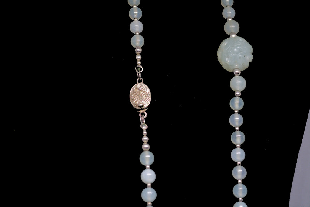 Just Neat Stuff White Moonstone Beaded Necklace — back view