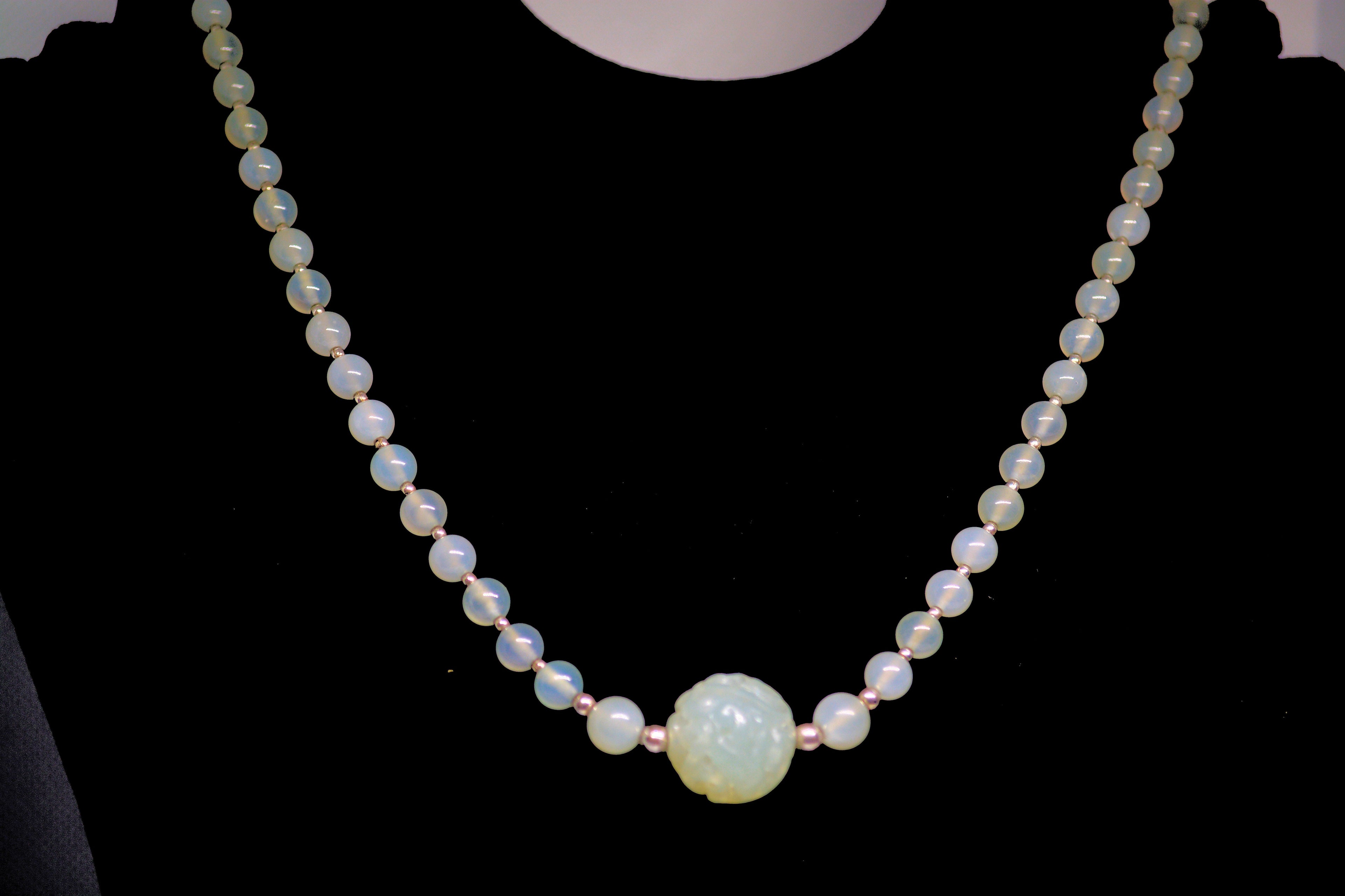 Just Neat Stuff White Moonstone Beaded Necklace — in-use photo