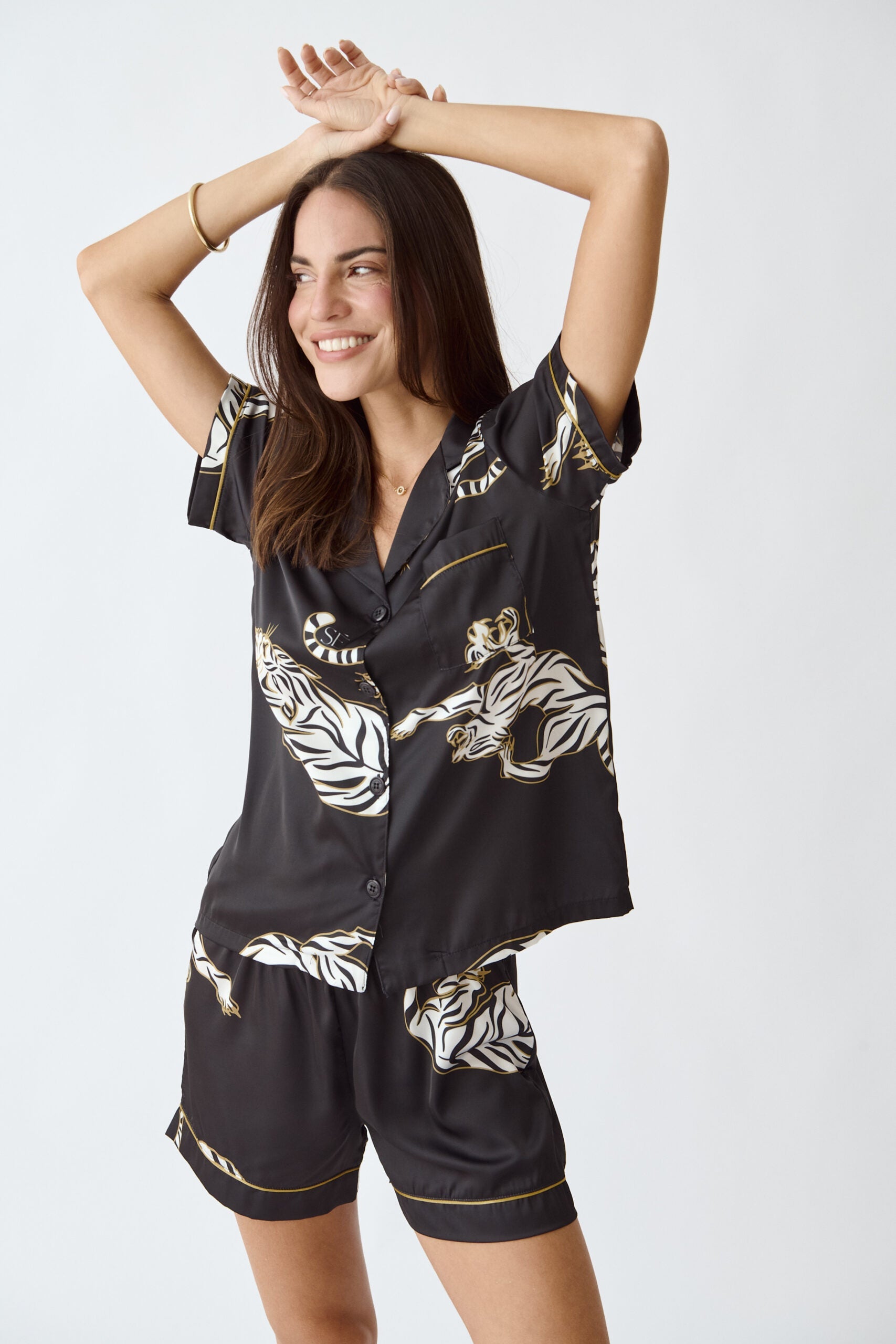 Simoné Sleepwear USA Washable Silk Pajama Set - Kenya Short — size reference