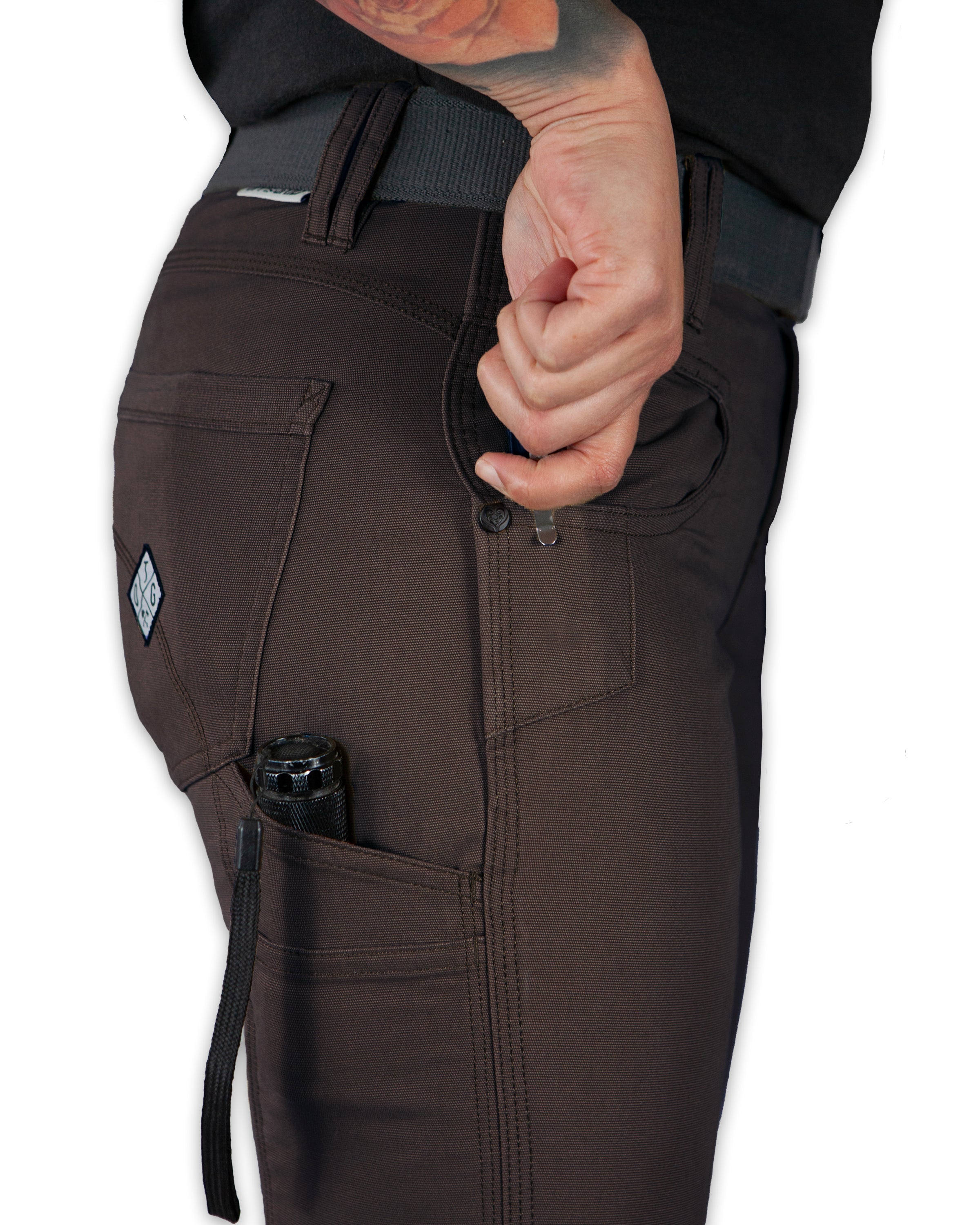 Off The Grid Surplus Kestral Women's Pant - Dark Brown — in-use photo