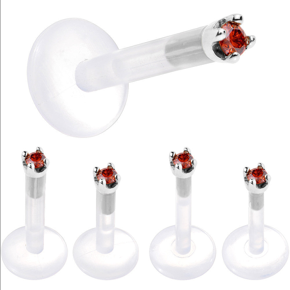 BodyCandy Solid 14K White Gold 1.5mm Genuine Red Diamond Bioplast Push in Labret — alternative angle