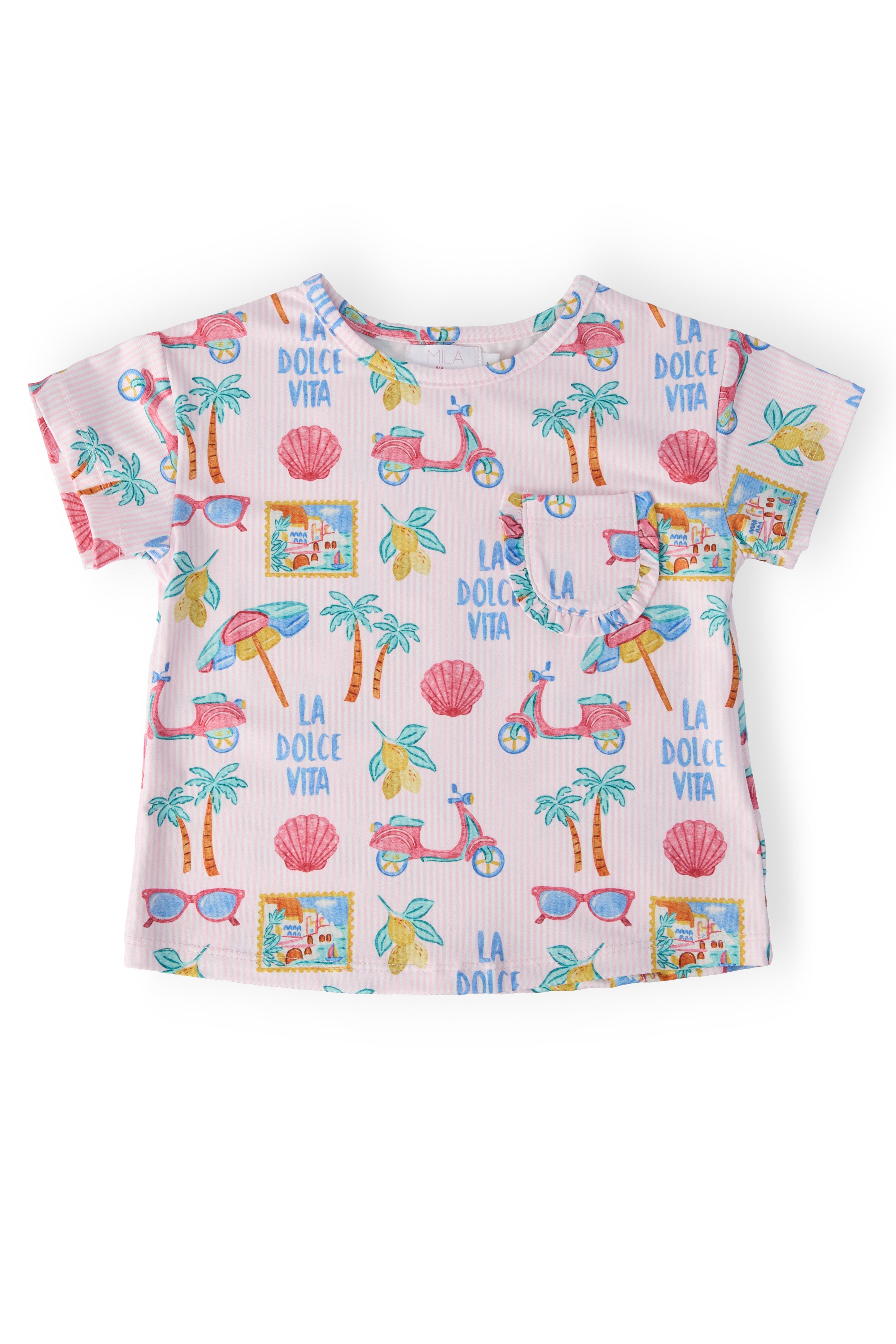 Mila & Rose ® La Dolce Vita Ruffle Pocket Tee — main product shot
