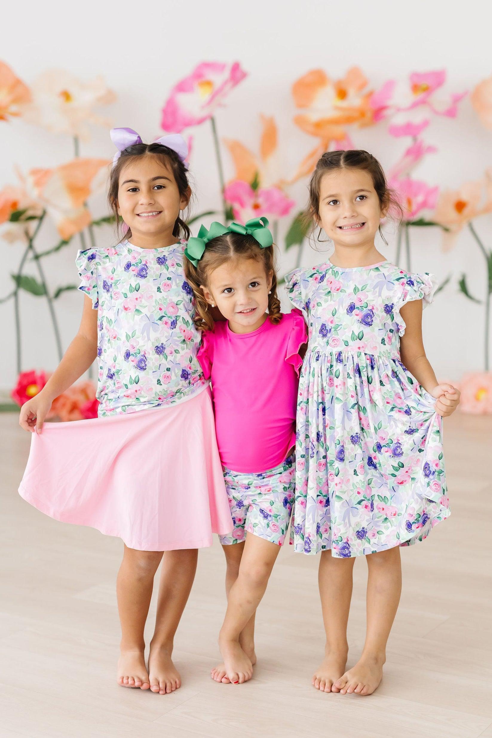 Mila & Rose ® Lavender Love Flutter Sleeve Twirl Dress — lifestyle context