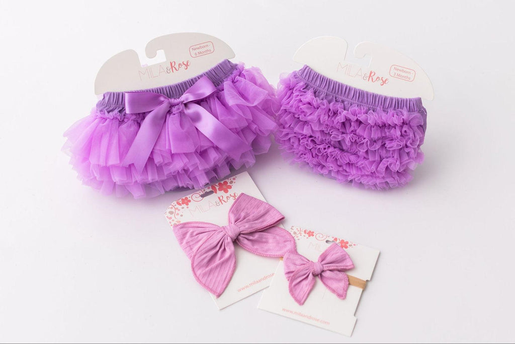 Mila & Rose ® Lavender Ruffle Tutu Bloomer — side view
