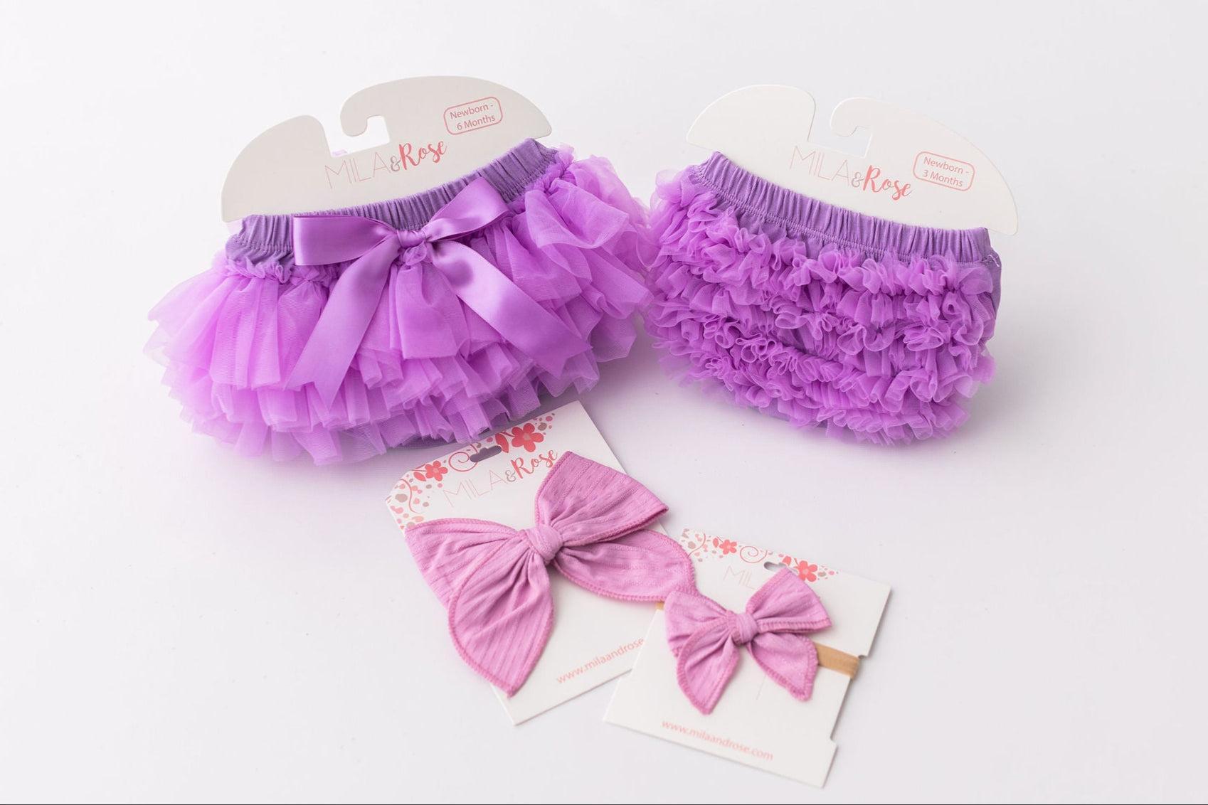 Mila & Rose ® Lavender Ruffle Tutu Bloomer — side view