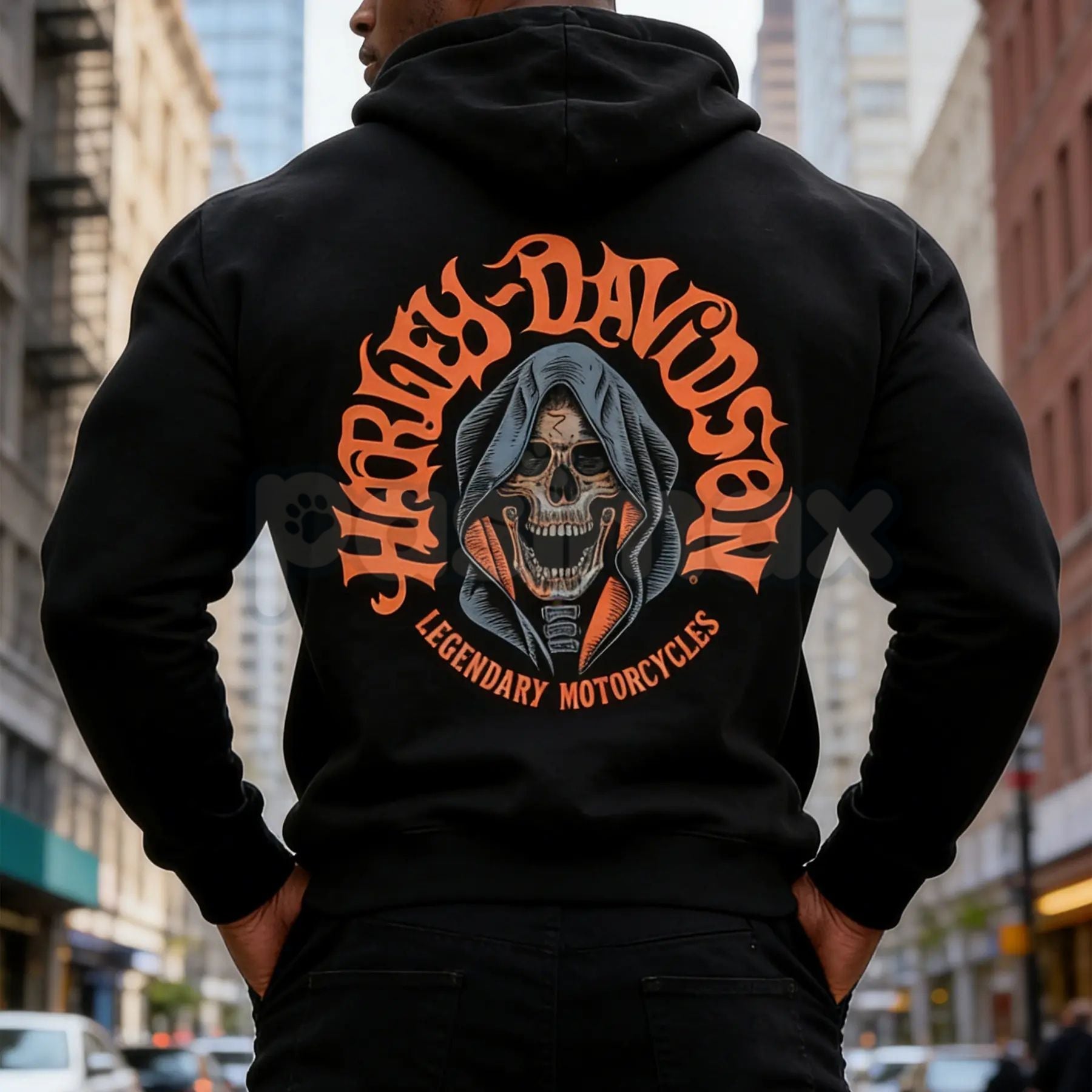 Pasimax Legacy Road HD Motorcycles Hoodie – Vintage Biker Graphic Pullover, American Classic Motorcycle Streetwear, Unisex — 