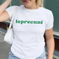 Pasimax "Leprecunt" St. Patrick's Day Baby Tee - Funny Sassy Irish Graphic Crop Top, Y2K Aesthetic St. Paddy's Shirt, Premium