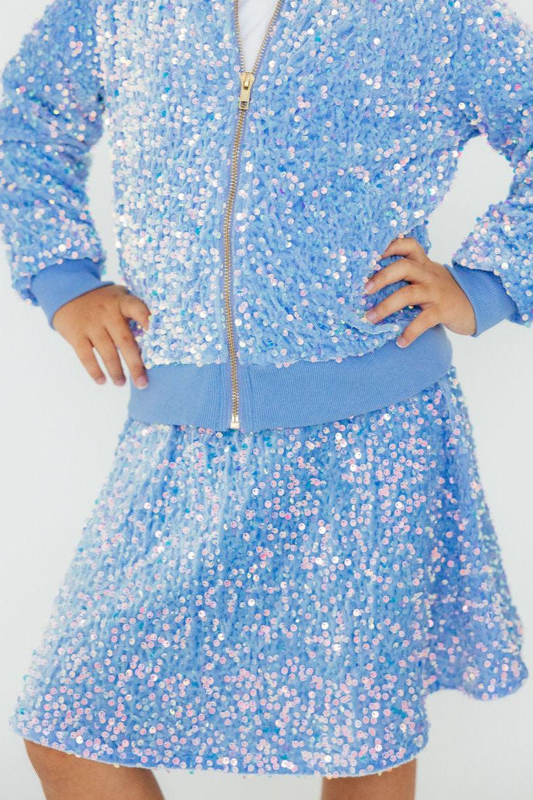 Mila & Rose ® Light Blue Velvet Sequin Jacket — detail close-up