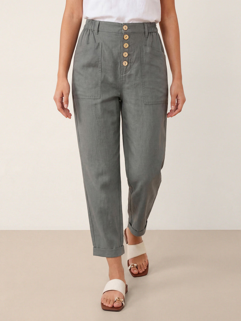 LINTICO Linen Simple Button Fly Trousers HEIDI — size reference