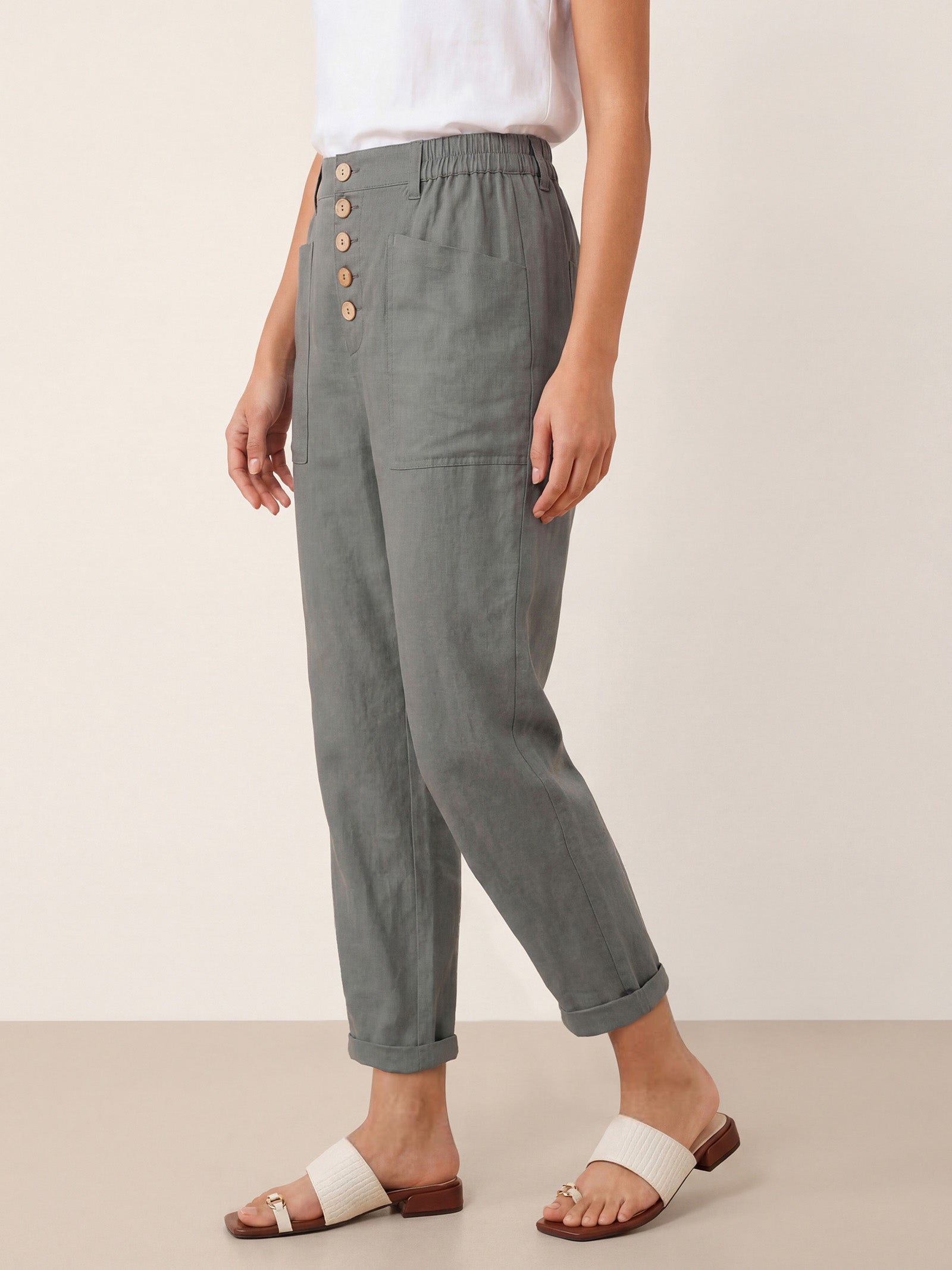 LINTICO Linen Simple Button Fly Trousers HEIDI — feature highlight