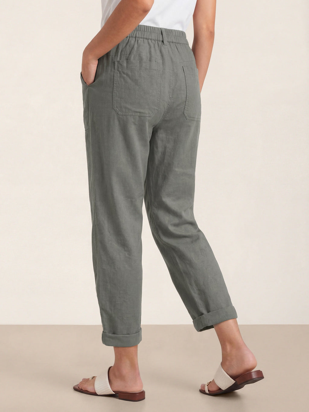 LINTICO Linen Simple Button Fly Trousers HEIDI — comparison shot