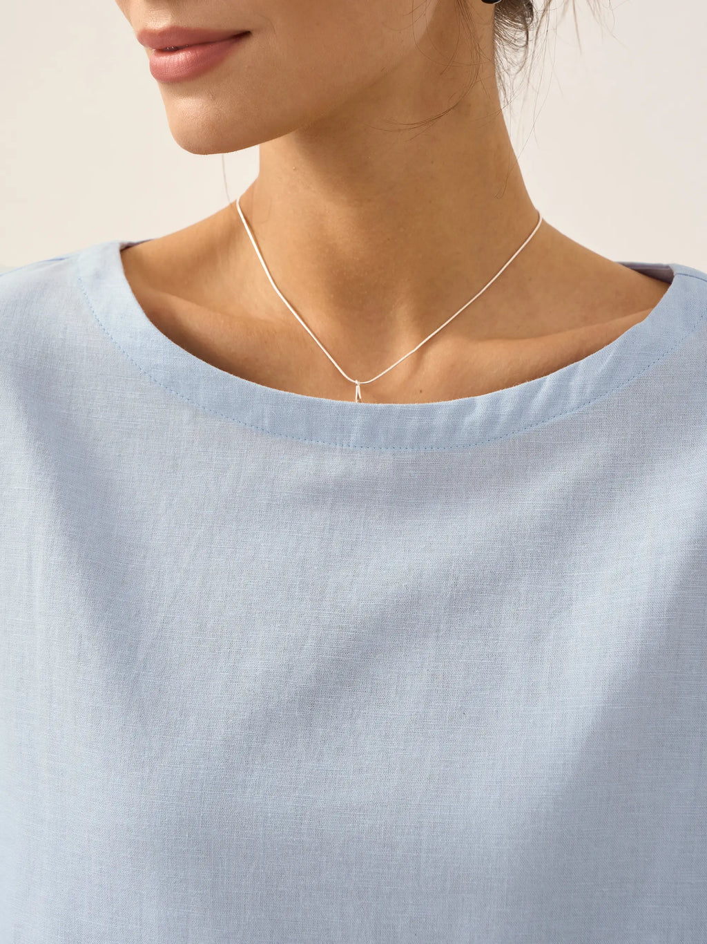 LINTICO Linen White Boat Neck Oversized Top AVA — feature highlight