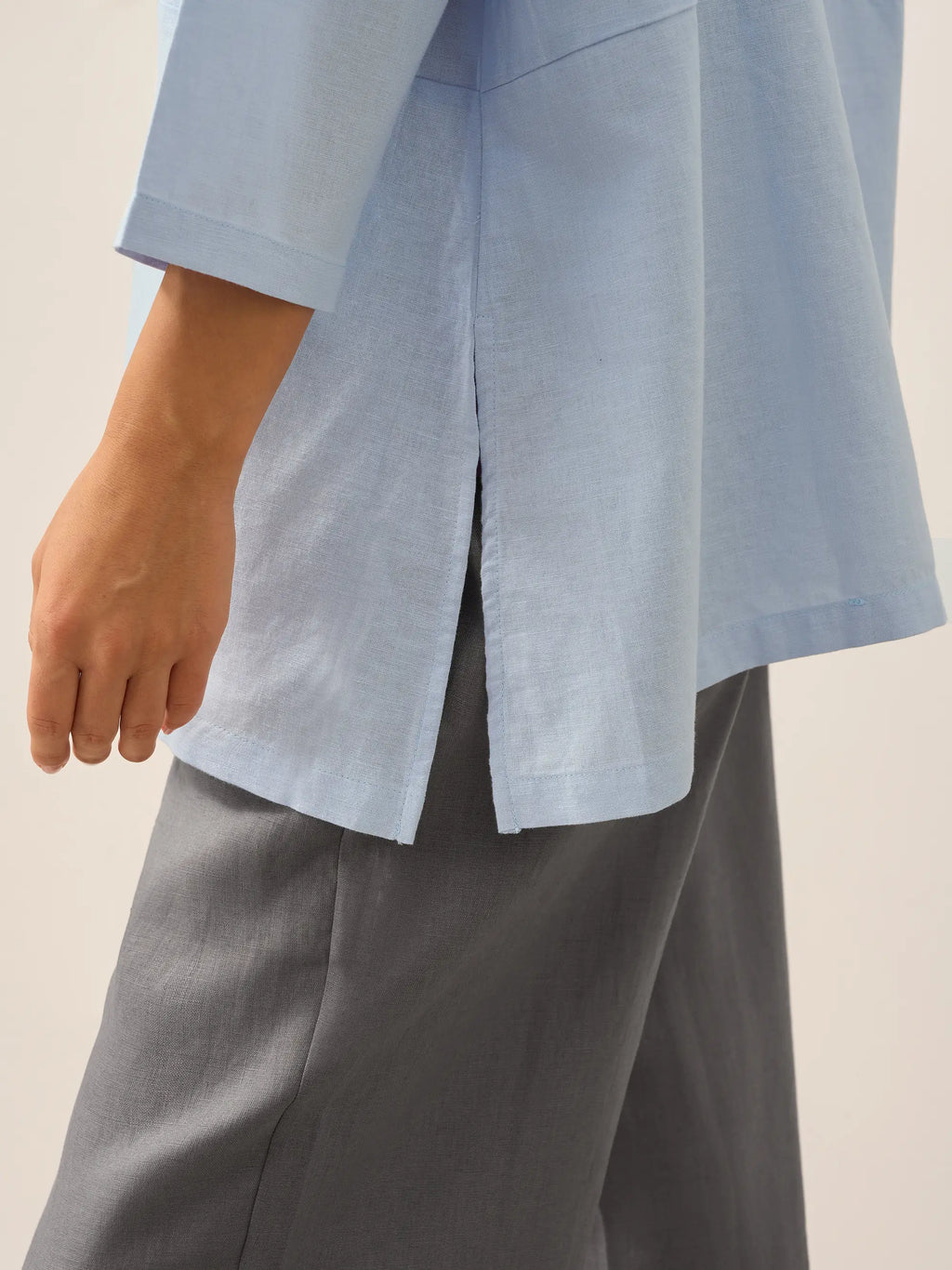 LINTICO Linen White Boat Neck Oversized Top AVA — flat-lay composition