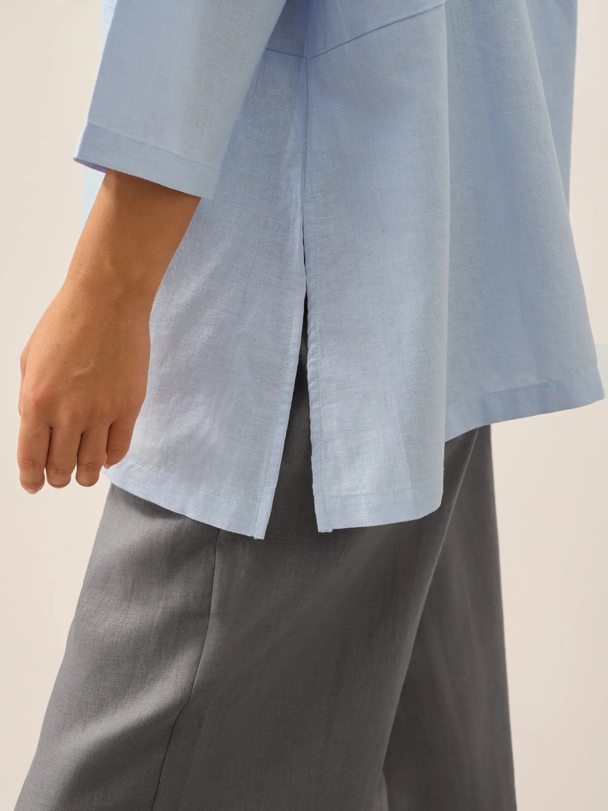 LINTICO Linen White Boat Neck Oversized Top AVA — flat-lay composition