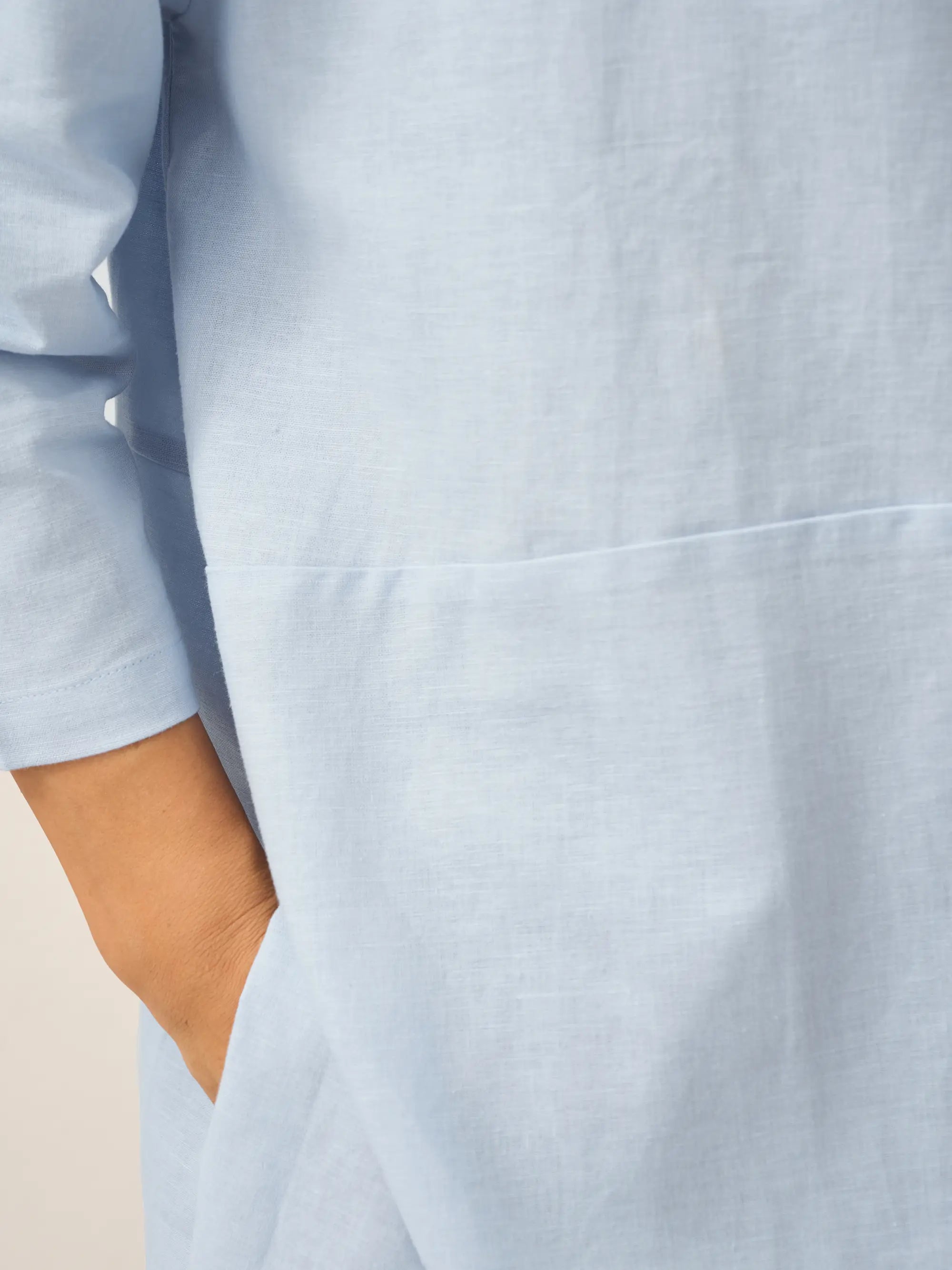 LINTICO Linen White Boat Neck Oversized Top AVA — product on model