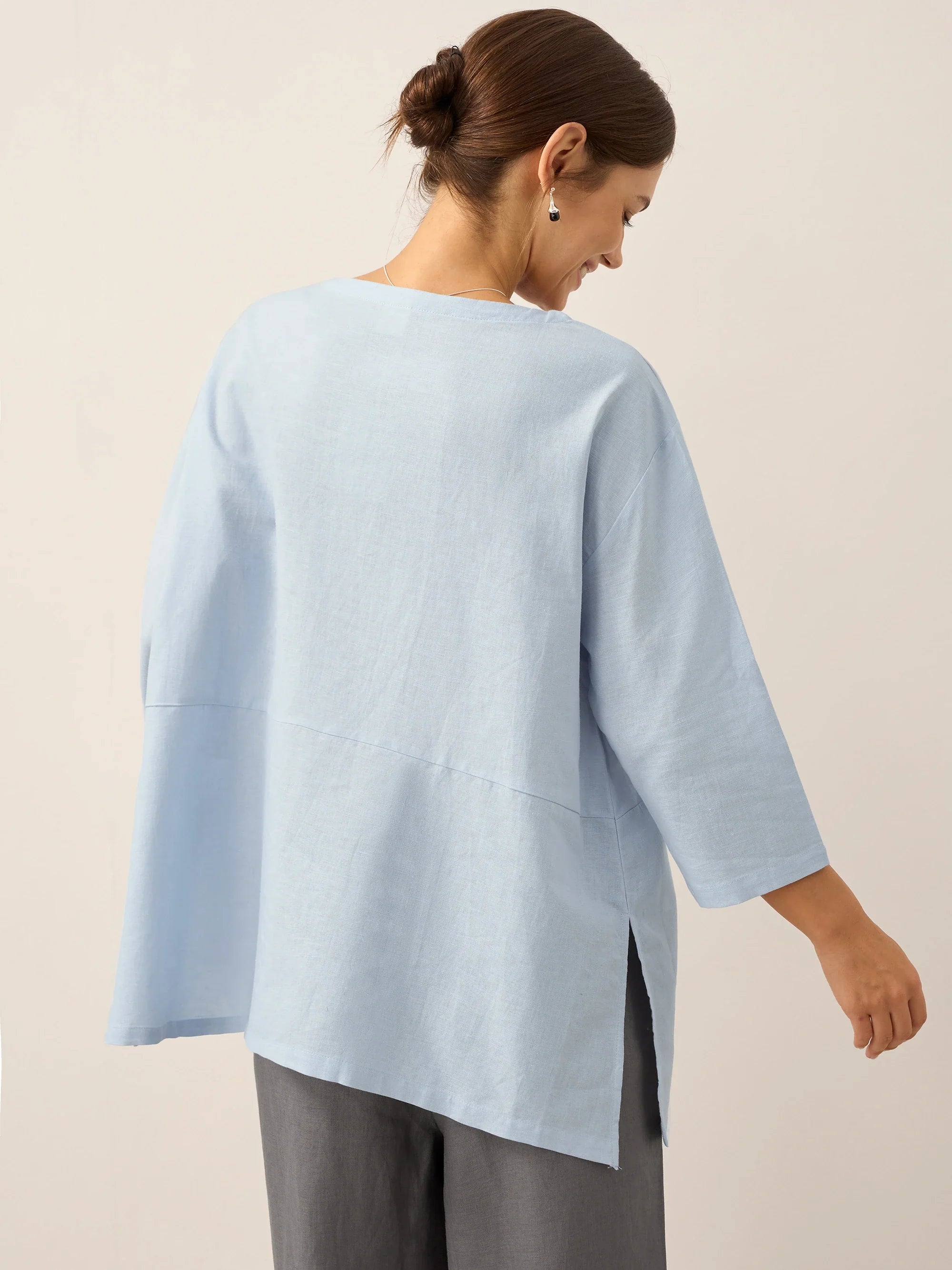 LINTICO Linen White Boat Neck Oversized Top AVA — detail shot 9
