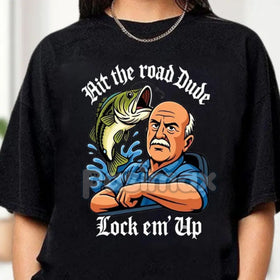 "Lock 'Em Up" Funny T-Shirt - Angry Old Man Driving Truck Tee, Sarcastic Humor Shirt