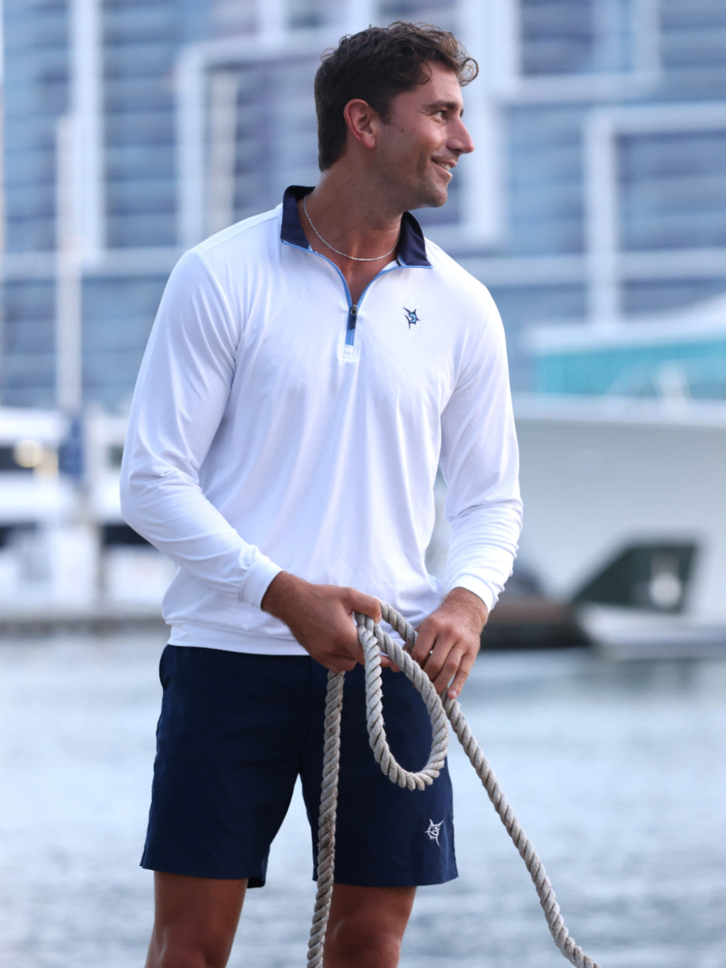 White Water Life Long Beach Quarter Zip Ultra Soft Lightweight — lifestyle worn / used context