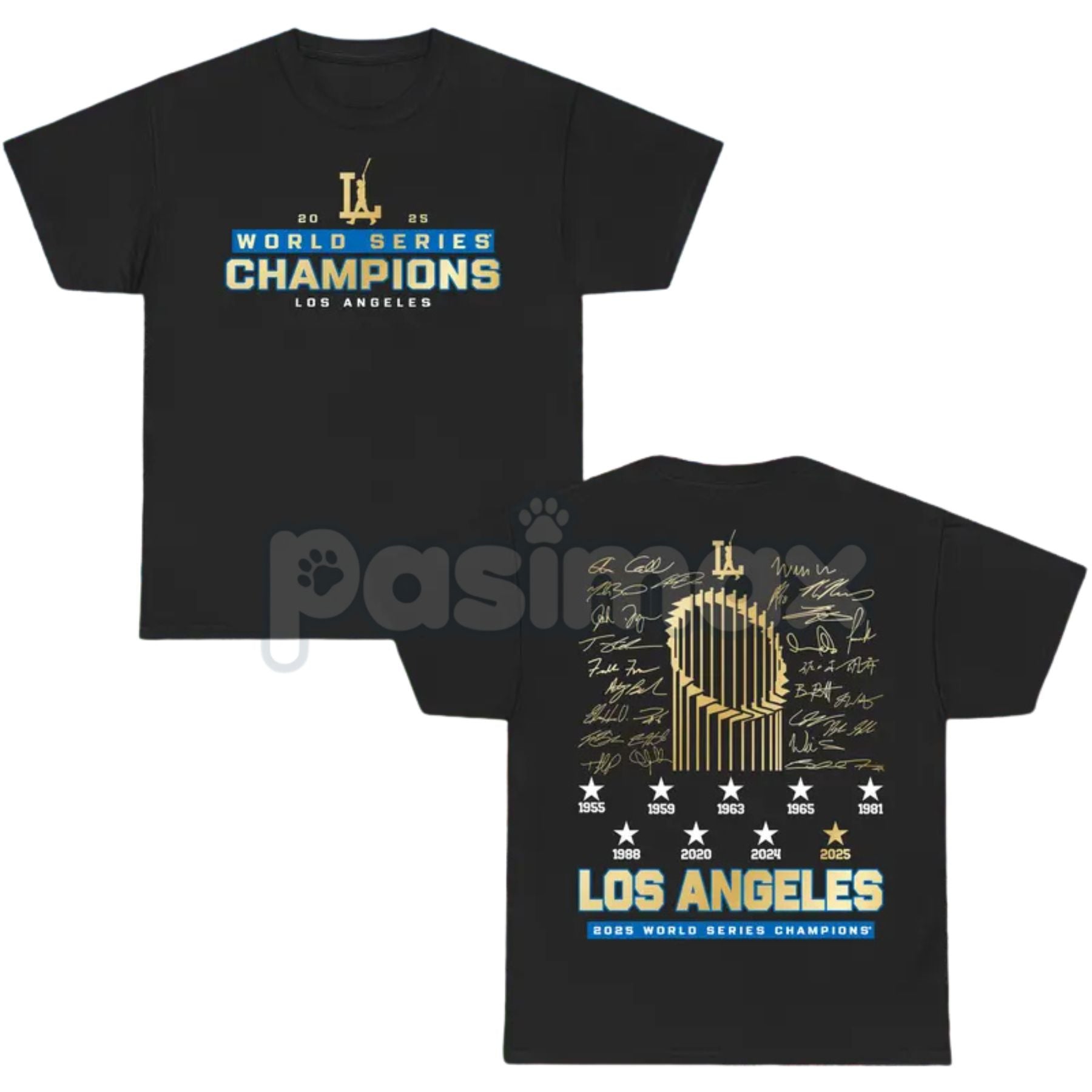 Pasimax Los Angeles Champions Two-Sided T-Shirt - LA Sports Fan Game Day Tee, Graphic Commemorative Top, Unisex LA Victory Ap
