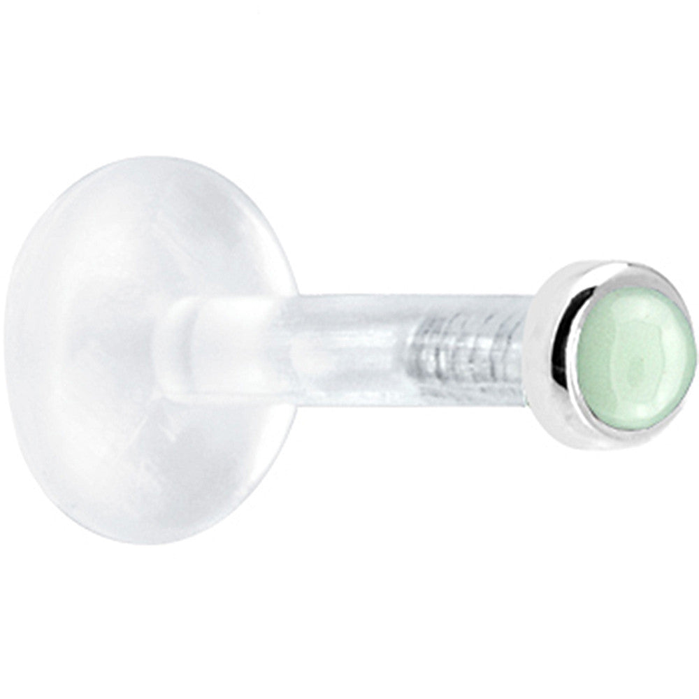 BodyCandy Solid 14K White Gold 2mm Genuine Aventurine Quartz Bioplast Push in Monroe — detail close-up