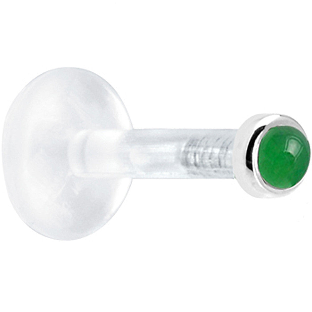 BodyCandy Solid 14K White Gold 2mm Genuine Jade Bioplast Push in Monroe — detail close-up