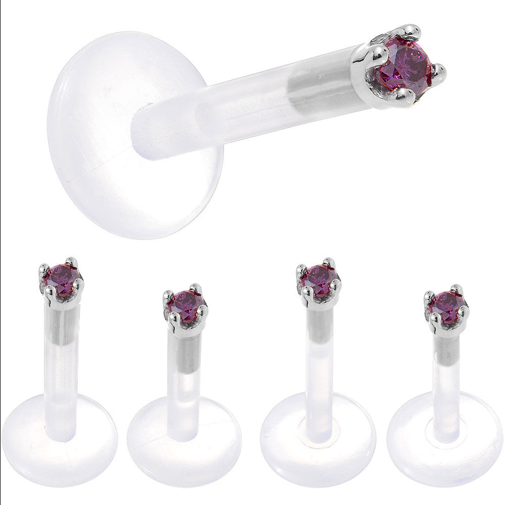 BodyCandy Solid 14K White Gold 1.5mm Genuine Purple Diamond Bioplast Push in Monroe — alternative angle