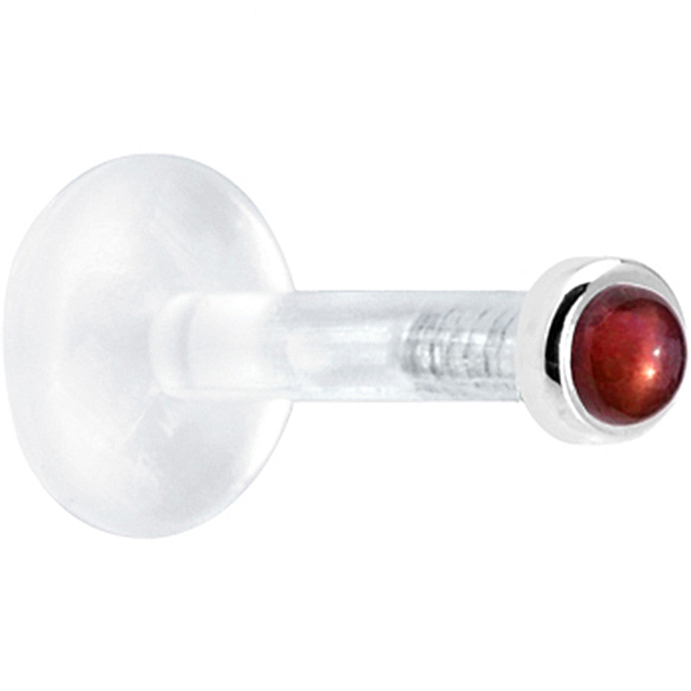 BodyCandy Solid 14K White Gold 2mm Genuine Red Garnet Bioplast Push in Monroe — detail close-up