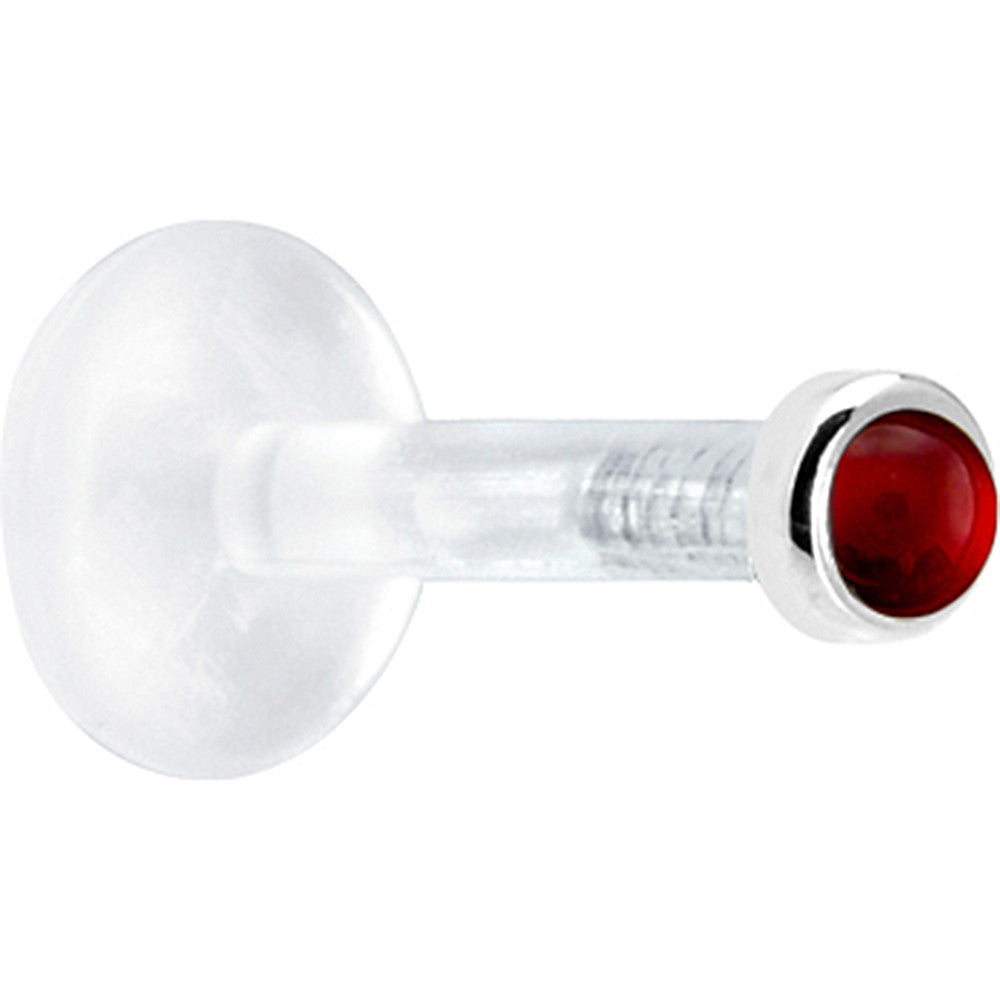 BodyCandy Solid 14K White Gold 2mm Genuine Ruby Bioplast Push in Monroe — detail close-up