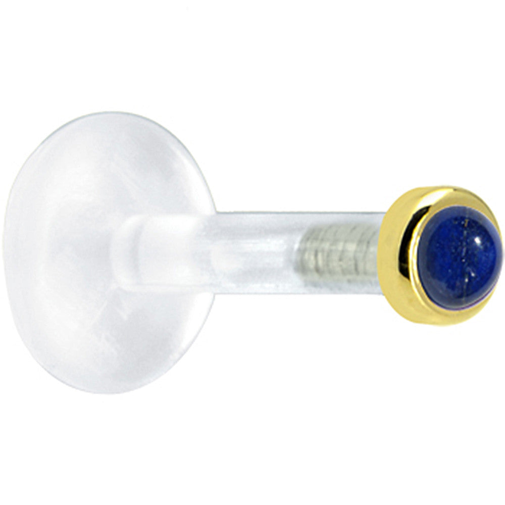 BodyCandy Solid 14K Yellow Gold 2mm Genuine Blue Lapis Lazuli Bioplast Push in Monroe — main product shot