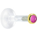 BodyCandy Solid 14K Yellow Gold 2mm Genuine Pink Tourmaline Bioplast Push in Monroe — main product shot