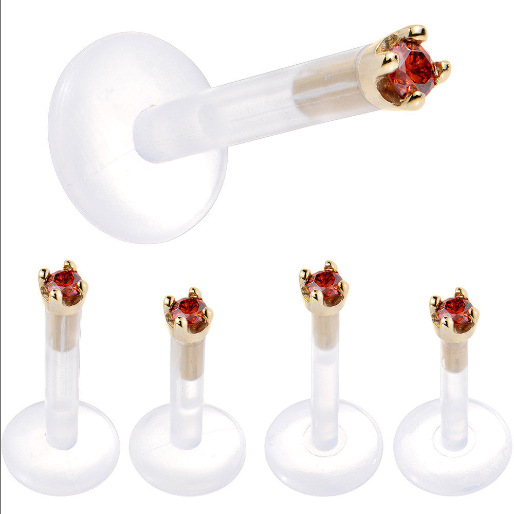 BodyCandy Solid 14K Yellow Gold 1.5mm Genuine Red Diamond Bioplast Push in Monroe — alternative angle